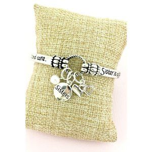 Silver Charm Bracelet. Sisters. NWT.
